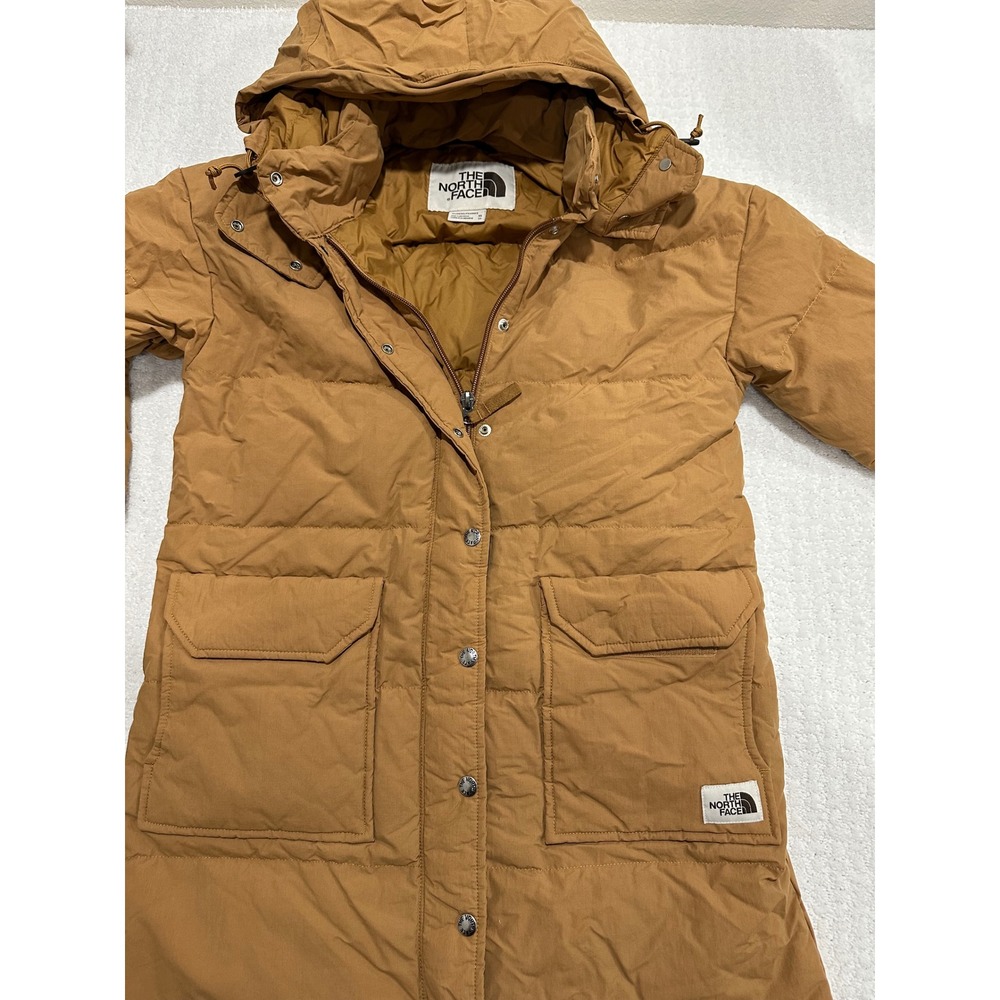 The North Face Womens 600 Fill Down Long Hooded Parka Jacket Brown XS